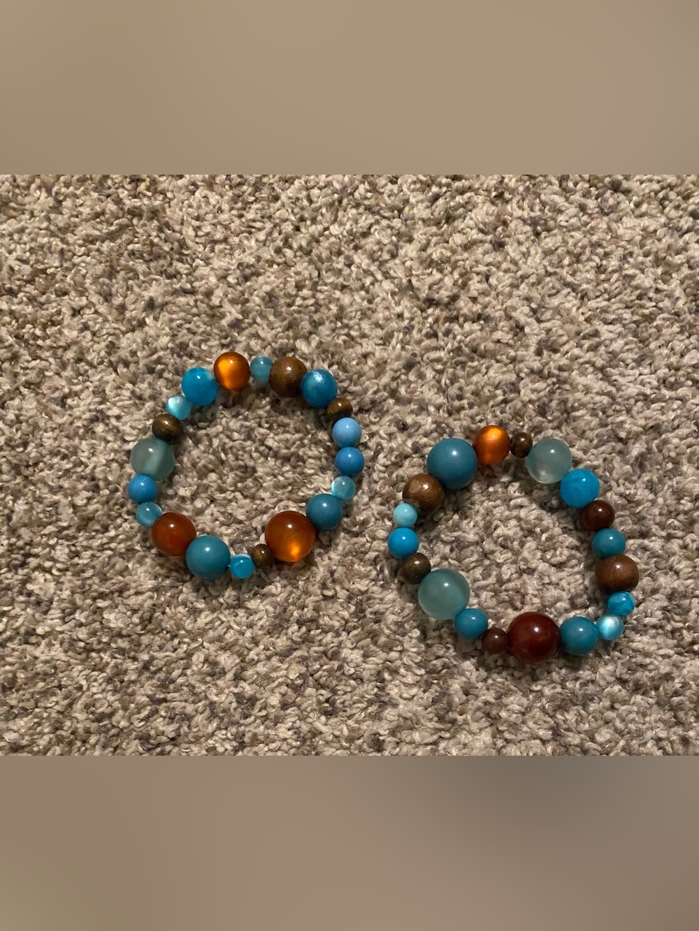 Beaded Stretch Bracelets Turquoise & Amber